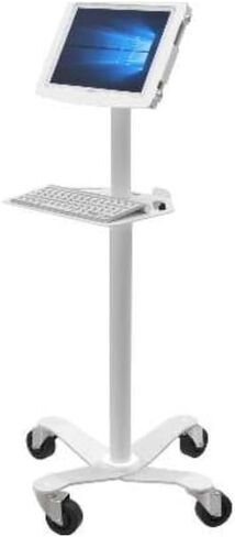 MCRSTDW - Rise Rolling Kiosk Stand, White, Adjustable Sit-to-Stand, VESA Compatible, with Locking Casters, for Healthcare, Retail and POS in Kuwait