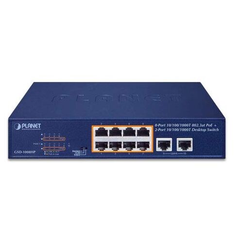GSD-1008HP محول سطح المكتب 8 منافذ 10/100/1000T 802.3at PoE + 2-Port 10/100/1000T (120 واط) in Kuwait