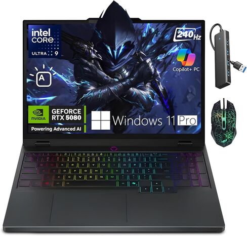 كمبيوتر محمول للألعاب Lenovo Legion Pro 7i Gen 10، شاشة 16 بوصة WQXGA OLED 240 هرتز IPS، Intel Core Ultra 9 275HX، NVIDIA RTX 5080، 32 جيجابايت DDR5 RAM 2 تيرابايت SSD، WiFi 7، بلوتوث 5.4، لوحة مفاتيح بإضاءة خلفية، Windows 11 Pro in Kuwait