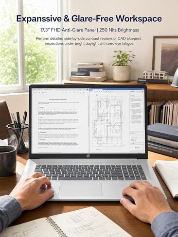 كمبيوتر محمول HP 2026 مقاس 17.3 بوصة FHD للأعمال | Intel 10-Core i5-1334U | ذاكرة وصول عشوائي سعتها 20 جيجابايت ومحرك أقراص SSD سعة 512 جيجابايت لتعدد المهام | شاشة مضادة للتوهج ولوحة مفاتيح بإضاءة خلفية وبصمة الإصبع وWi-Fi 6 وWin 11 Pro | حزمة فضية مع Re in Kuwait