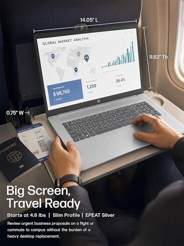 كمبيوتر محمول HP 2026 مقاس 17.3 بوصة FHD للأعمال | Intel 10-Core i5-1334U | ذاكرة وصول عشوائي سعتها 20 جيجابايت ومحرك أقراص SSD سعة 512 جيجابايت لتعدد المهام | شاشة مضادة للتوهج ولوحة مفاتيح بإضاءة خلفية وبصمة الإصبع وWi-Fi 6 وWin 11 Pro | حزمة فضية مع Re in Kuwait