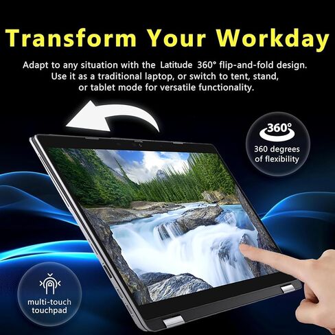 لاب توب ديل لاتيتيود 5320 2 في 1 يعمل باللمس، ويندوز 11 برو، كور i7-1185G7، شاشة 13.3 بوصة فل اتش دي (1920x 1080)، 512 جيجا اس اس دي، 16 جيجا رام، لوحة مفاتيح بإضاءة خلفية (متجددة) in Kuwait