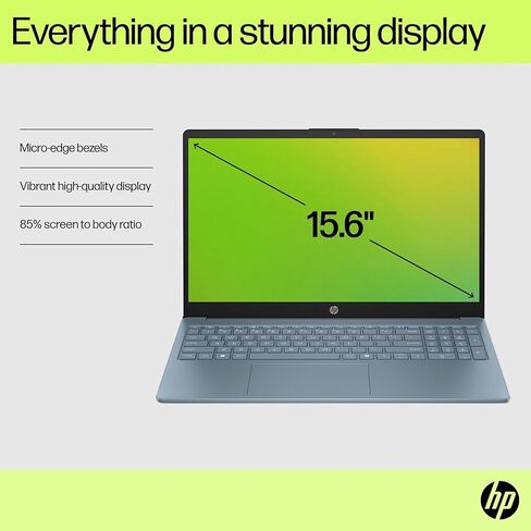 كمبيوتر محمول HP Ultrabook مقاس 15.6 بوصة، متضمن Microsoft 365، Intel 13th 4-Core | 128 جيجابايت UFS، بدون ماوس، Moonlight Blue in Kuwait