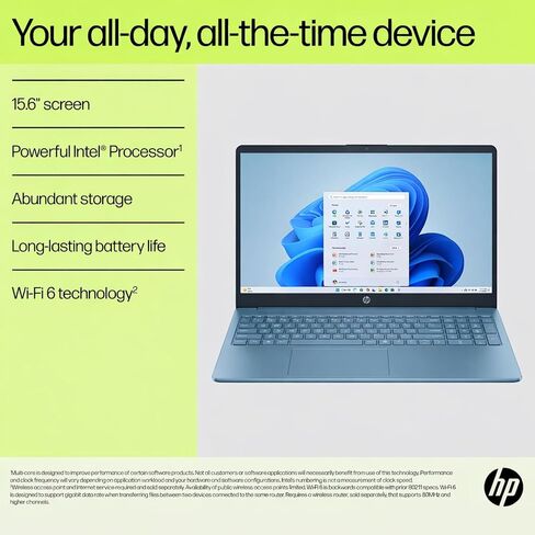 كمبيوتر محمول HP Ultrabook مقاس 15.6 بوصة، متضمن Microsoft 365، Intel 13th 4-Core | 128 جيجابايت UFS، بدون ماوس، Moonlight Blue in Kuwait