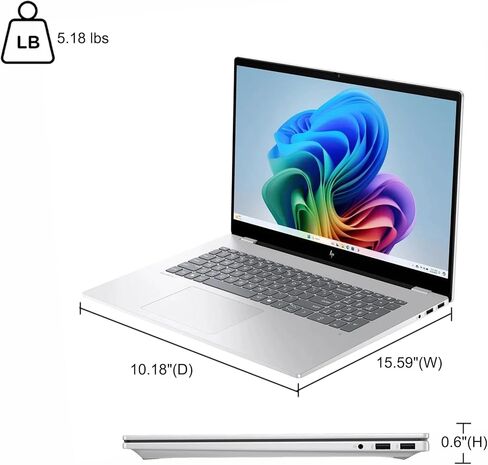 HP OmniBook 7 Laptop 17.3" FHD Touch (400nits 100% sRGB) Intel 8-core Ultra 7 258V (Up to 47 AI Tops) 32GB RAM 2TB SSD Backlit Thunderbolt for Creator Designer Business Professional Win11Pro ICP Hub in Kuwait