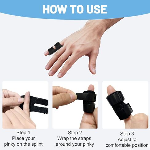 Pinky Finger Splint 4 Pcs Trigger Finger Brace Joint Stabilizer for Arthritis Pain,Sprain,Mallet Finger,Small Splints for Knuckle Immobilization,Fit All Fingers & Kid's Index Middle Ring Fingers (4, Black) in Saudi Arabia