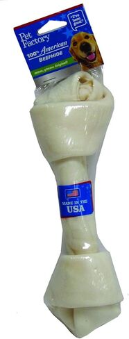 Pet Factory 100% Made in USA Beefhide 9-10" Knotted Bone Dog Chew Treat - Natural Flavor, 1 Count/1 Pack in Saudi Arabia