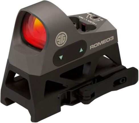 Sig Sauer ROMEO3 1X25mm رماية الصيد التكتيكي متينة مدمجة مقاومة للماء مضادة للضباب مضيئة 3 MOA ريد دوت شبكاني بندقية منعكس البصر | Picatinny Low & QD1.41 Riser Mount متضمن in Kuwait