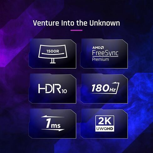 شاشة الألعاب المنحنية ViewSonic VX3418C-2K مقاس 34 بوصة فائقة الدقة QHD 1440 بكسل مع 180 هرتز، 1 مللي ثانية، 21:9، بيئة عمل متقدمة، FreeSync Premium، HDR10، HDMI، ومدخل DisplayPort (متجدد) in Kuwait