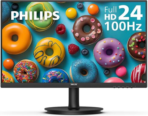 شاشة فيليبس 24 بوصة بدون إطار عالية الدقة (1920 × 1080) 100 هرتز، VESA، HDMI x1، منفذ VGA x1، العناية بالعين، 241V8LB (متجدد) in Kuwait
