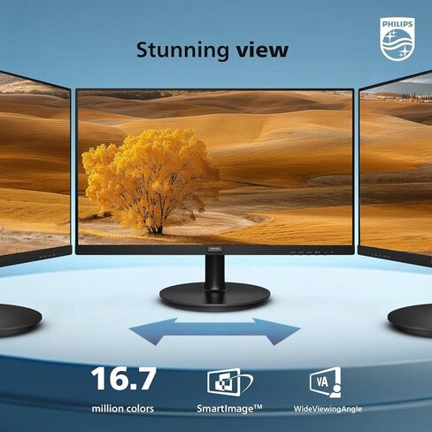 شاشة فيليبس 24 بوصة بدون إطار عالية الدقة (1920 × 1080) 100 هرتز، VESA، HDMI x1، منفذ VGA x1، العناية بالعين، 241V8LB (متجدد) in Kuwait