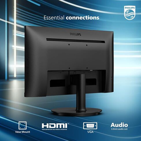 شاشة فيليبس 24 بوصة بدون إطار عالية الدقة (1920 × 1080) 100 هرتز، VESA، HDMI x1، منفذ VGA x1، العناية بالعين، 241V8LB (متجدد) in Kuwait