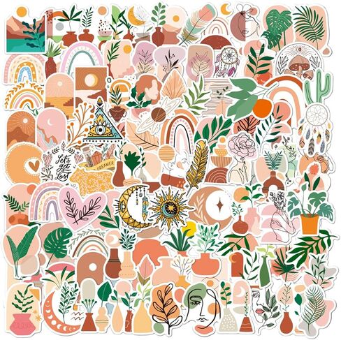 100pcs Bohemia Stickers, Aesthetic Boho Water Bottle Stickers, Cute Aesthetic Stickers, Chromebook Stickers, Assorted Sticker Pack(Stickers for Kids, Teens, Adults) in Kuwait