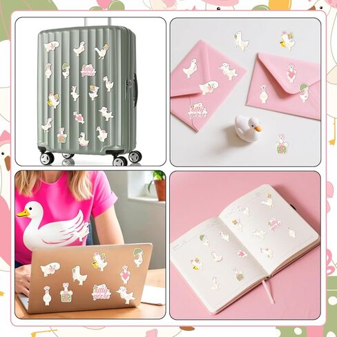 Serencatcher 100pcs Pink Silly Goose Party Favors Stickers, Silly Goose Theme Birthday Baby Shower Party Decorations Stickers for Water Bottles, Laptops, Skateboards, 20 Unique Designs in Kuwait