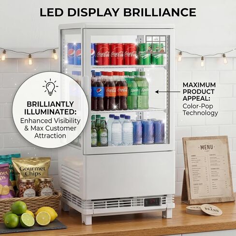 Idealhouse 2.0 cu.ft. ثلاجة عرض مخبز كونترتوب مع إضاءة LED ، الباب الخلفي ، تبريد الهواء ، وإزالة الأوتاد التلقائي للمقاهي والمطاعم ، الأبيض in Kuwait