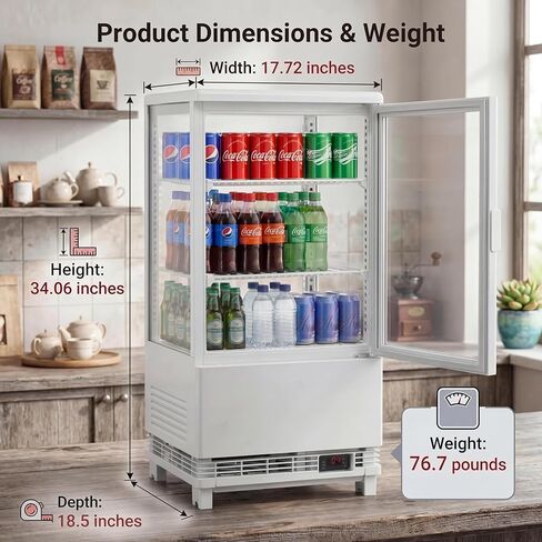 Idealhouse 2.0 cu.ft. ثلاجة عرض مخبز كونترتوب مع إضاءة LED ، الباب الخلفي ، تبريد الهواء ، وإزالة الأوتاد التلقائي للمقاهي والمطاعم ، الأبيض in Kuwait