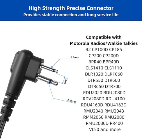 CP200d CLS1410 Earpiece Compatible with Motorola Radios & walkie Talkie earpiece with mic/PTT for CP100D R2 CP185 BPR40 CLS1110 RMU2040 RMU2080D Same 2-pin Jack Port Acoustic Tube Headset in Kuwait