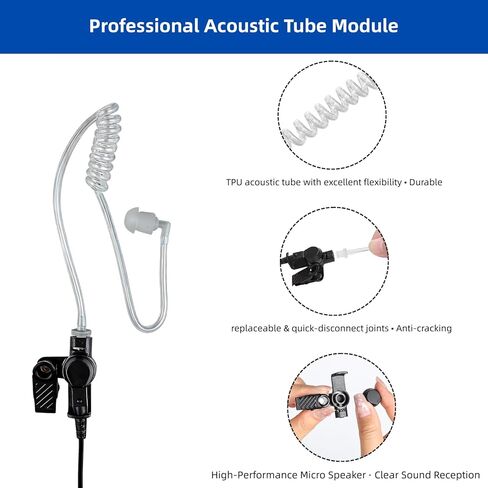 CP200d CLS1410 Earpiece Compatible with Motorola Radios & walkie Talkie earpiece with mic/PTT for CP100D R2 CP185 BPR40 CLS1110 RMU2040 RMU2080D Same 2-pin Jack Port Acoustic Tube Headset in Kuwait