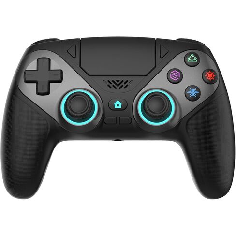 وحدة تحكم لاسلكية Dinosoo RGB لجهاز PS5/PC - لوحة ألعاب بلوتوث مع Turbo وMacro واهتزاز مزدوج وحركة 6 محاور ومقبس صوت 3.5 مم وبطارية 1000 مللي أمبير في الساعة in Kuwait