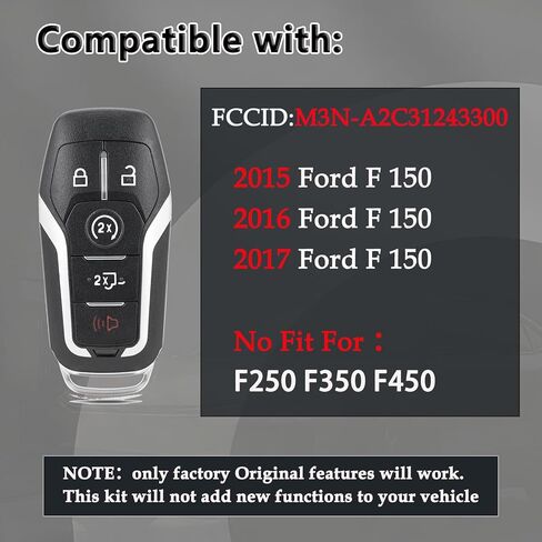 استبدال مفتاح فوب DIY يناسب فورد F-150 2015 2016 2017 دخول بدون مفتاح التحكم عن بعد الذكي M3N-A2C31243300 164-R8117 مع أداة مفتاح بسيطة obd in Kuwait