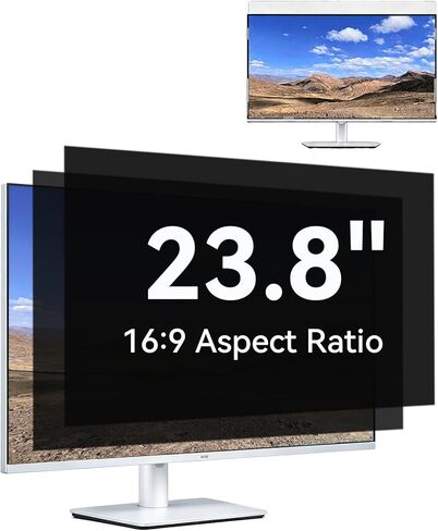 [2-Pack] 23.8 inch Privacy Screen for Monitor 16:9 Aspect Ratio Widescreen, Eye Protection Anti Blue Light Glare Computer Monitor Privacy Filter, 23.8inch Removable Black Blackout Anti Spy Desktop Security Privacy Filter in Kuwait