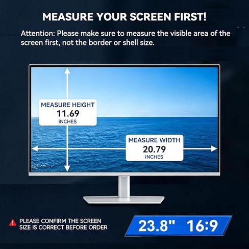 [2-Pack] 23.8 inch Privacy Screen for Monitor 16:9 Aspect Ratio Widescreen, Eye Protection Anti Blue Light Glare Computer Monitor Privacy Filter, 23.8inch Removable Black Blackout Anti Spy Desktop Security Privacy Filter in Kuwait