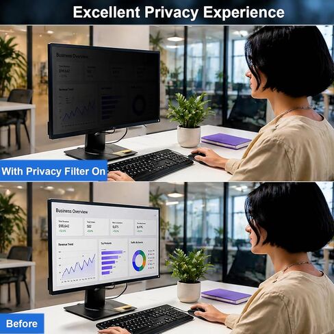 [2-Pack] 23.8 inch Privacy Screen for Monitor 16:9 Aspect Ratio Widescreen, Eye Protection Anti Blue Light Glare Computer Monitor Privacy Filter, 23.8inch Removable Black Blackout Anti Spy Desktop Security Privacy Filter in Kuwait
