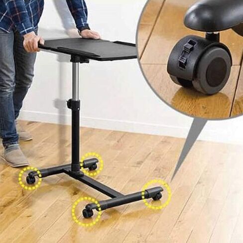 Mobile Laptop Desk, Solid-Top Height Adjustable Mobile Laptop Desk Cart, Multifunction Workstation for Home Office, in Kuwait