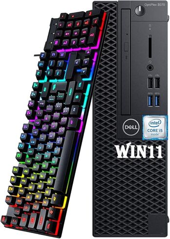 كمبيوتر مكتبي Dell Optiplex 3070 SFF، Core i5-9500 (3.00 جيجا هرتز-4.40 جيجا هرتز)، ذاكرة وصول عشوائي DDR4 سعة 8 جيجابايت وذاكرة وصول عشوائي سعتها 256 جيجابايت SSD، لوحة مفاتيح وماوس، HDMI، DP، Windows 11 Pro (متجدد) in Kuwait
