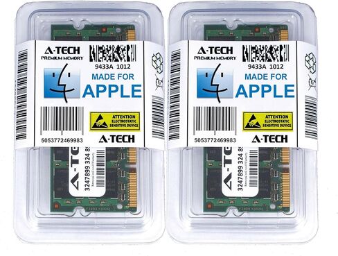 A-Tech لمجموعة Apple 6GB (1x2GB 1x4GB) DDR2 667MHz PC2-5300 200-pin SODIMM لأجهزة MacBook (أواخر 2007، أوائل 2008، أوائل 2009)، MacBook Pro (منتصف 2007، أوائل 2008)، iMac (منتصف 2007) - ترقية ذاكرة الوصول العشوائي in Kuwait