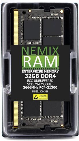 16GB 1X16GB DDR4 2666MHz PC4-21300 2Rx8 1.2V CL19 260-PIN NEMIX RAM NAS ECC Unbuffered SODIMM Compatible with QNAP RAM-16GDR4ECT0-SO-2666 in Saudi Arabia