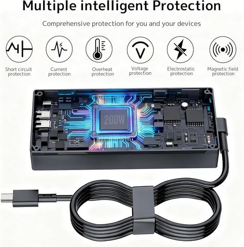 200W 20V 10A Charger AC Adapter Compatible with Asus Tuf A14 Flow Z13 ProArt P16 H7606 PX13 HN7306 Rog Zephyrus G14 GA403 GA403UV G16 GA605 GU605 GA605WV GU605MU Gaming Laptop Power Supply Cord in Kuwait