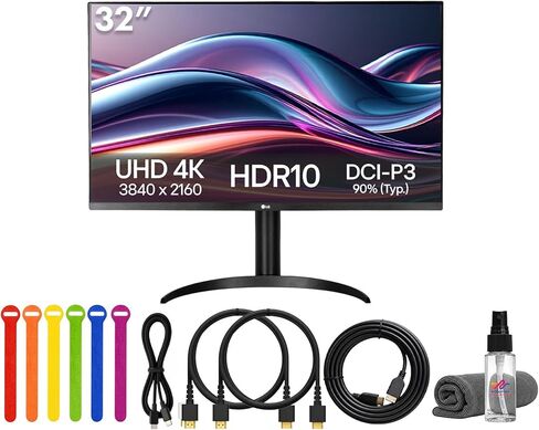 شاشة LG 32UR500K-B Ultrafine مقاس 32 بوصة 4K UHD (3840×2160) | HDR10، 60 هرتز، 4 مللي ثانية، AMD FreeSync، DCI-P3 90% سلسلة ألوان، مضادة للوهج، مكبرات صوت مدمجة، حامل إمالة/ارتفاع/حامل محوري، HDMI ومنفذ DisplayPort - حزمة in Kuwait