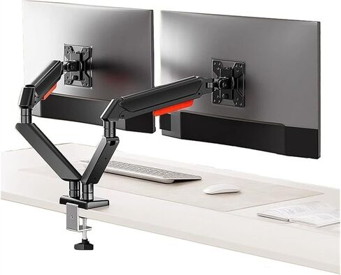 Monitor Arms Dual Monitor Mount Up to 32 Inches and 22.0 Lbs Per Screen, Adjustable Gas Spring Arm, Aluminum with C-Clamp & Grommet Base Desk Accessories,Black in Kuwait