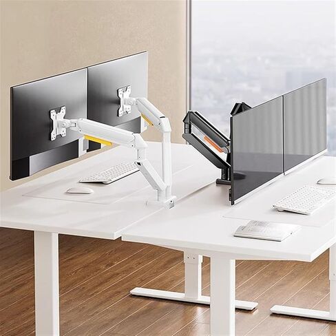 Monitor Arms Dual Monitor Mount Up to 32 Inches and 22.0 Lbs Per Screen, Adjustable Gas Spring Arm, Aluminum with C-Clamp & Grommet Base Desk Accessories,Black in Kuwait