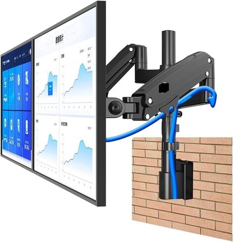 M80 Dual Monitor Mount Arm for 22-32" Screens, Gas Spring Adjustable, Swivel LCD TV Holder, Wall Mount Bracket for 2-12 kg, Black Partition Design in Kuwait