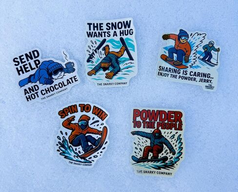 Funny Ski & Snowboard Stickers - 5-Pack Waterproof Vinyl Helmet Stickers in Kuwait