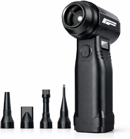Instant Dust Removal — Finect Compressed Air Duster 90,000 RPM with 40mm Nozzle, LED Light, TFT Display, 9-Speed Adjustable Rechargeable Air Duster, 10,000mAh Battery, 5 Nozzles for Computer,blowers in Kuwait