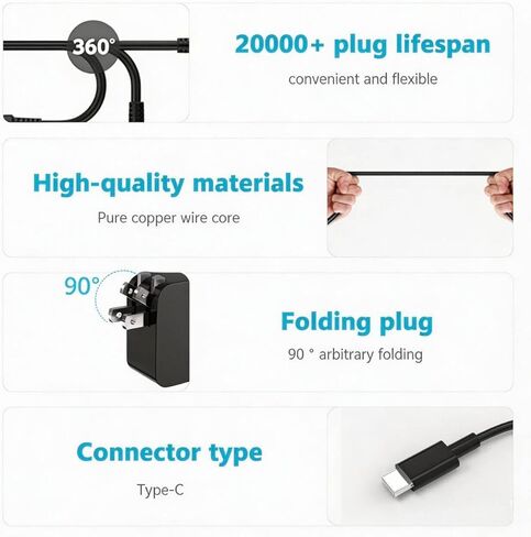 شاحن حائط USB-C فائق السرعة بقدرة 65 وات متوافق مع هواتف Samsung Galaxy S26 Ultra/S26+/S26 وZ Fold7/Flip7 S25 Ultra و45 وات لـ Google Pixel 10a 10 Pro XL Fold مع كابل USB C بطول 6 أقدام in Kuwait
