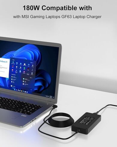 180W Laptop Charger Compatible with MSI Gaming Laptop Charger GF63 GF65 GF75 GS63 GS65 GS66 GF72 GF75 GP60 GS73 GS75 GS60 GS70 GS40 GF62 Compatible with MSI GF63 Thin Charger Power Supply in Kuwait