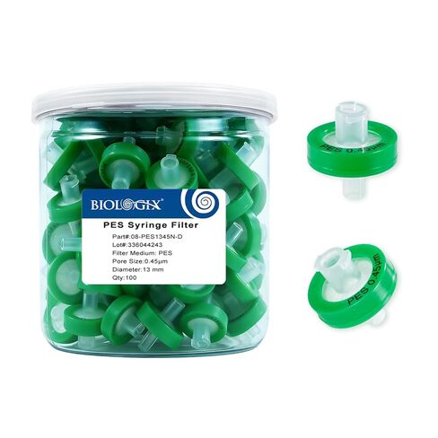 100Pcs Syringe Lab Filter Hydrophobic PTFE Membrane, 0.22um Pore Size 25mm Diameter for Laboratory School Science, Non-Sterile in Saudi Arabia
