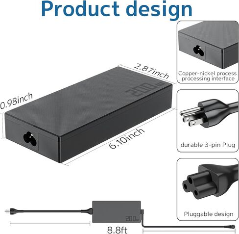200W Charger Compatible with ASUS ROG Zephyrus G16 G15 GA503 GU605 TUF Gaming A15 F15 F17 A17 FX506 FA506 FX706 AC Adapter TUF Dash F15 FX516 ROG Strix G15 Hero III G731 Laptop Power Supply in Kuwait