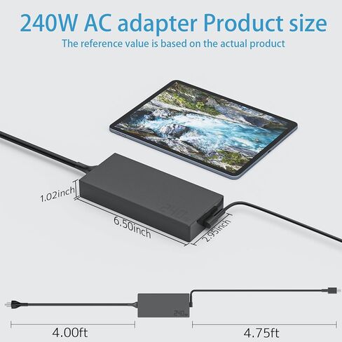 Power Adapter 240W ADP-240EB B fit for Asus ROG Zephyrus G14 G16 GU605 GU605M GU605MI GU605MZ GU605MU TUF Gaming A15 A17 F15 F17 ROG Flow Z13 GZ302 ProArt P16 Laptop Charger 20V 12A in Kuwait
