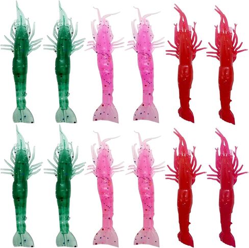 30Pcs/lot Simulation Soft Shrimp Lures Size: 3.74in, 0.12oz PVC Shrimp Baits Soft Lure Worms Prawn Shrimps Color: Red/Pink/Green in Kuwait