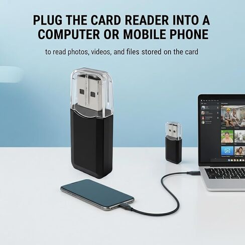 Memory Card Reader USB 2.0 Micro SD/TF Card Reader - Instantly Read Videos & Files on Computers in Kuwait