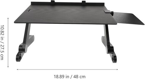 Homoyoyo Aluminum Adjustable Laptop Stand with Cooling Shelf and Foldable Desktop Elevating Holder for Bed and Office Use, Portable Multi-Functional Computer Rack with Mouse Pad, Black in Kuwait