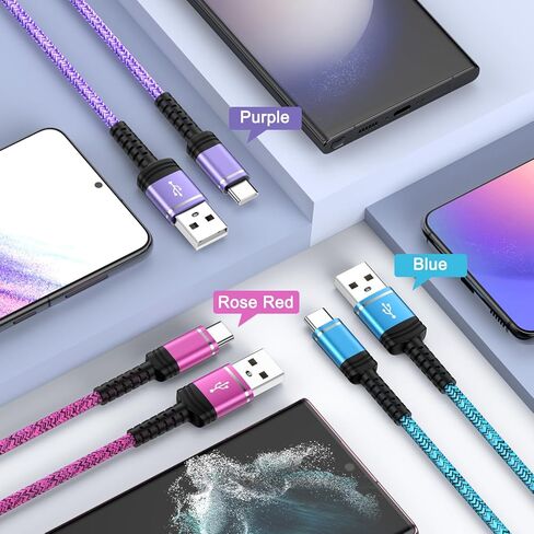 كابل شاحن iPhone 17 Pro بطول 3 أقدام [3 حزم] سلك شحن سريع USB A إلى C لهاتف iPhone 17 16 15 Pro Max 16e 16 Pro 15، سلك مجدول من النايلون من النوع C لـ Google Pixel 10 Pro XL10 Pro 9 Pro Fold 9a 8a 7 6 5 in Kuwait