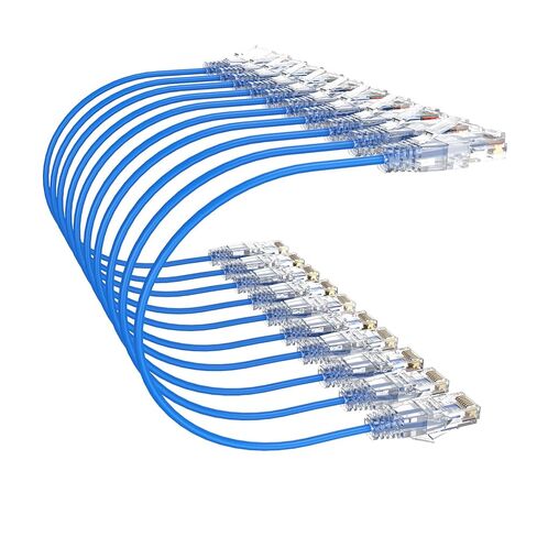 Cat6A Ethernet Cable 1FT 10-Pack Slim, Short Cat 6A Patch Cable 10G Support, Snagless RJ45, UTP, 28AWG, Pure Bare Copper Wire for Patch Panel to Switch, Router, Modem in Saudi Arabia