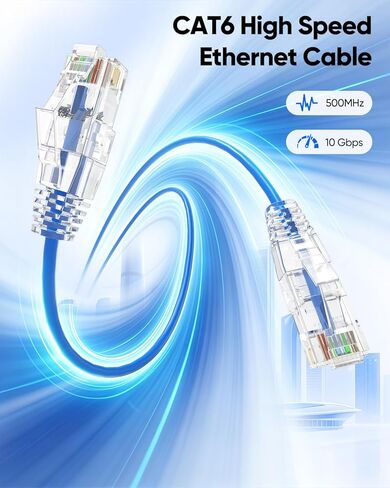 Cat6A Ethernet Cable 1FT 10-Pack Slim, Short Cat 6A Patch Cable 10G Support, Snagless RJ45, UTP, 28AWG, Pure Bare Copper Wire for Patch Panel to Switch, Router, Modem in Kuwait