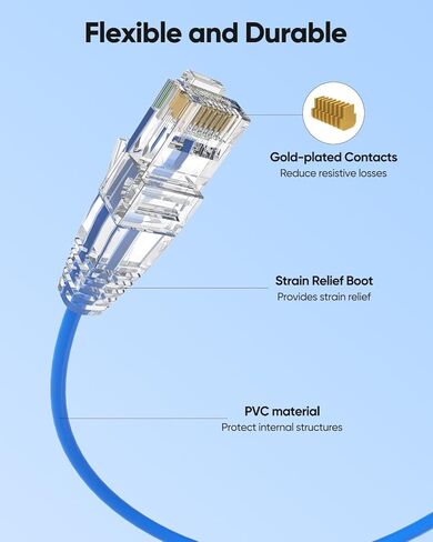 Cat6A Ethernet Cable 1FT 10-Pack Slim, Short Cat 6A Patch Cable 10G Support, Snagless RJ45, UTP, 28AWG, Pure Bare Copper Wire for Patch Panel to Switch, Router, Modem in Kuwait